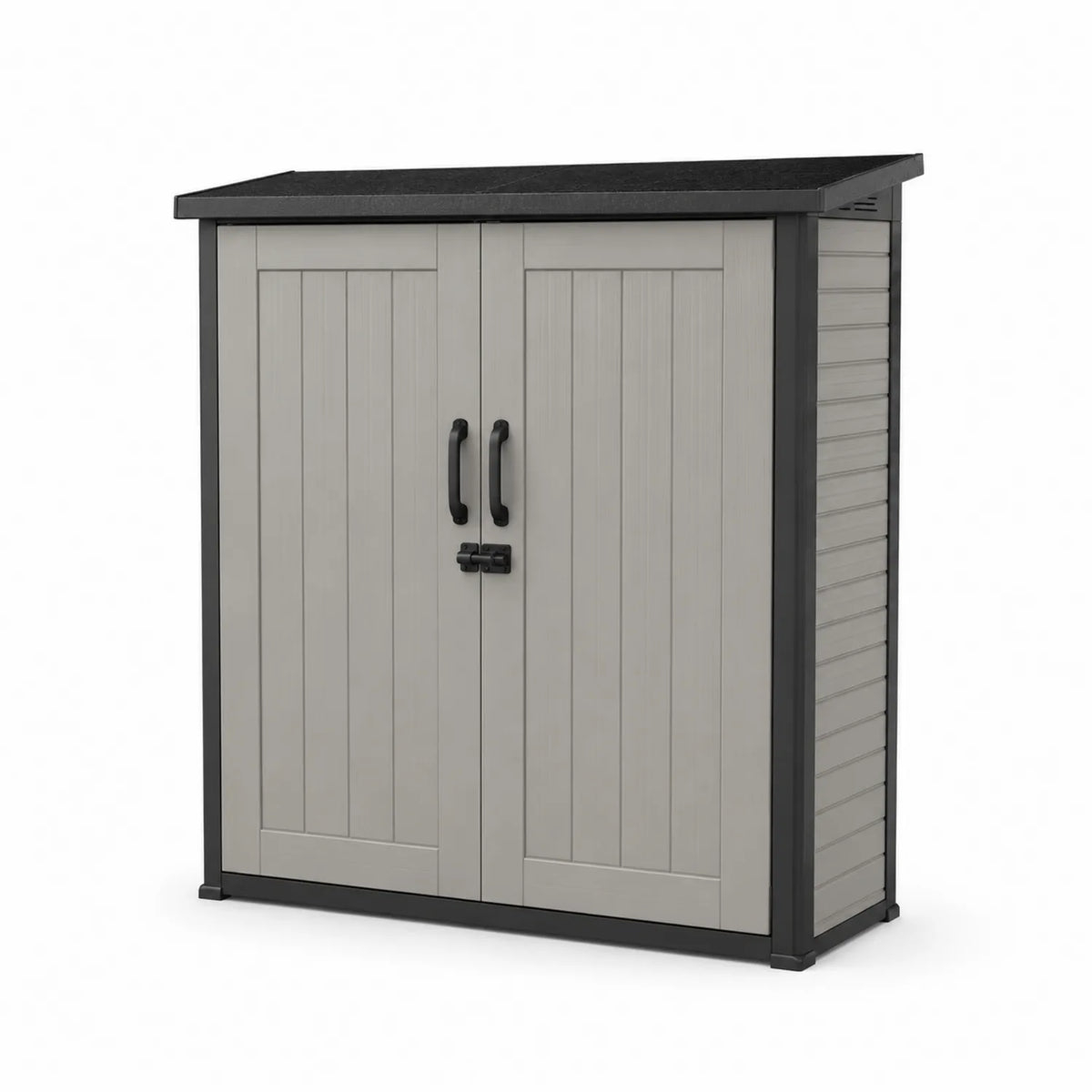 Armoire de Rangement Extérieur en Plastique Gris/Noir