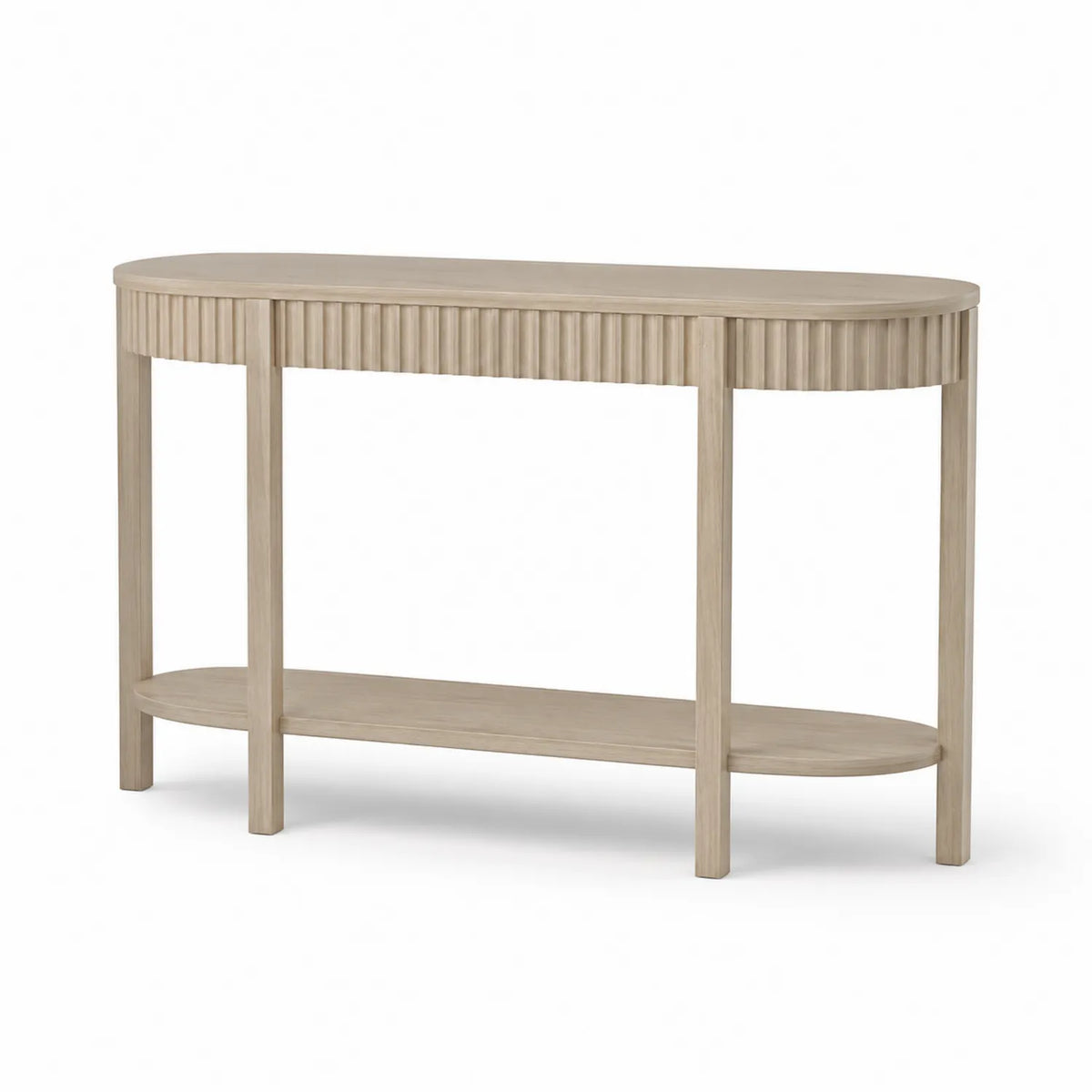 Table console en bois demi-circulaire beige