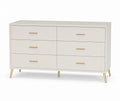 Commode en bois MDF avec pieds métalliques dorés 6 tiroirs blanc