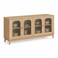 Buffet bas en chêne avec portes vitrées 200x45x80 cm
