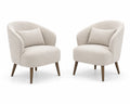 Lot de 2 fauteuils en tissu polyester beige avec coussin et pieds en bois