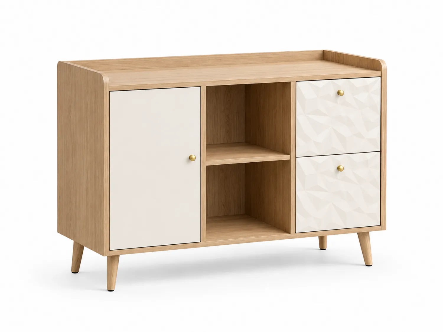 Buffet en bois et MDF avec portes blanches