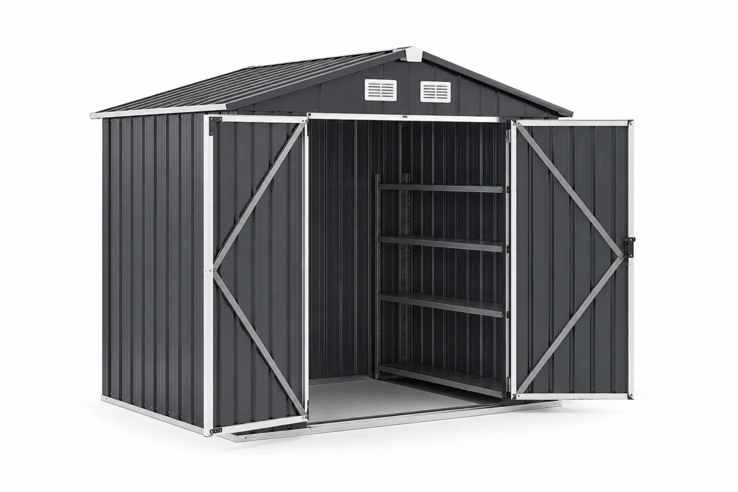 Abri de jardin en acier galvanisé 213x130x173 cm avec étagères