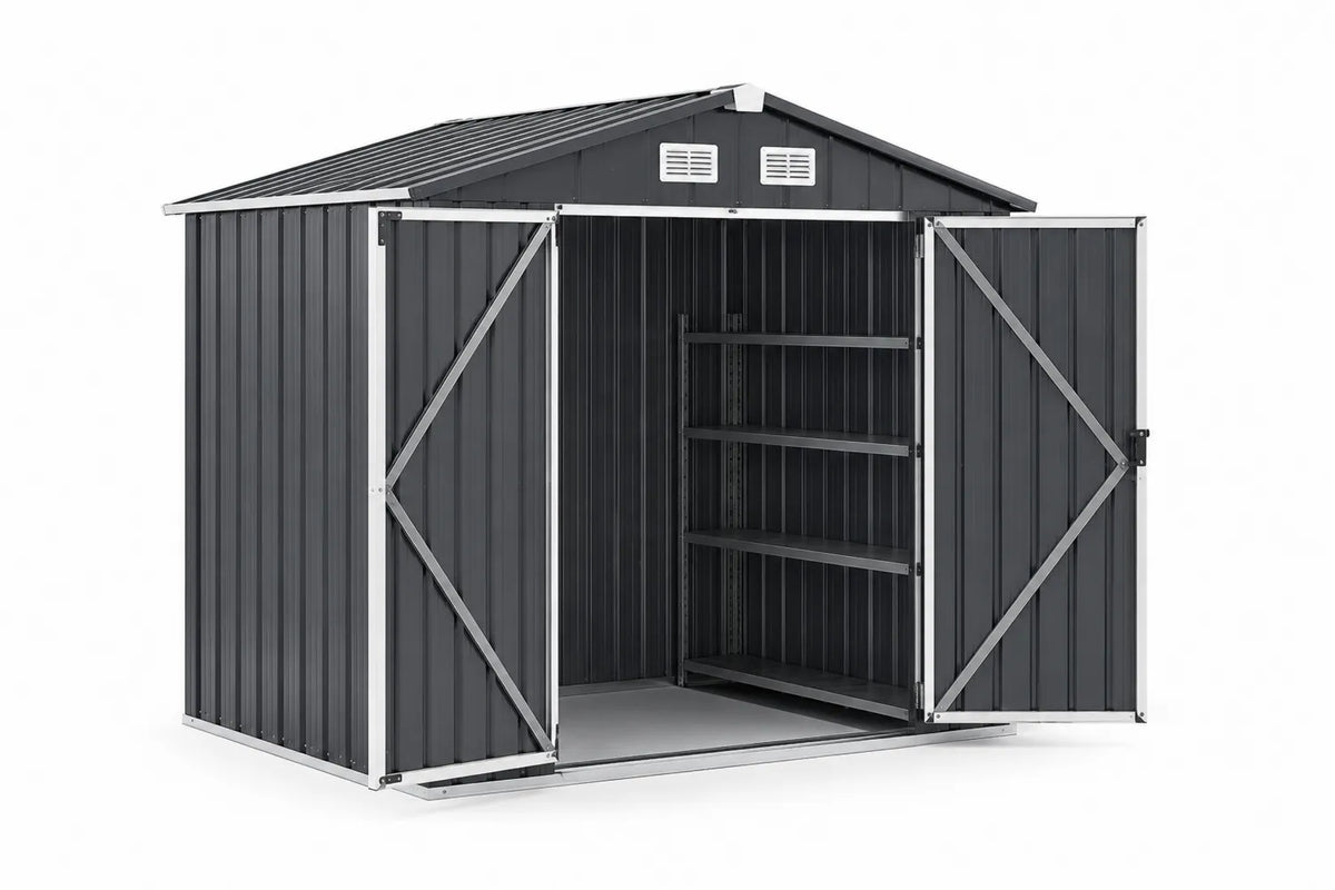 Abri de jardin en acier galvanisé 213x130x173 cm avec étagères