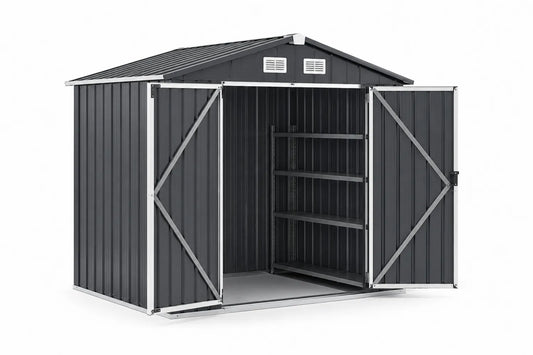 Abri de jardin en acier galvanisé 213x130x173 cm avec étagères