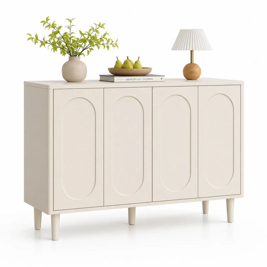 Buffet en Bois MDF Beige 4 Portes