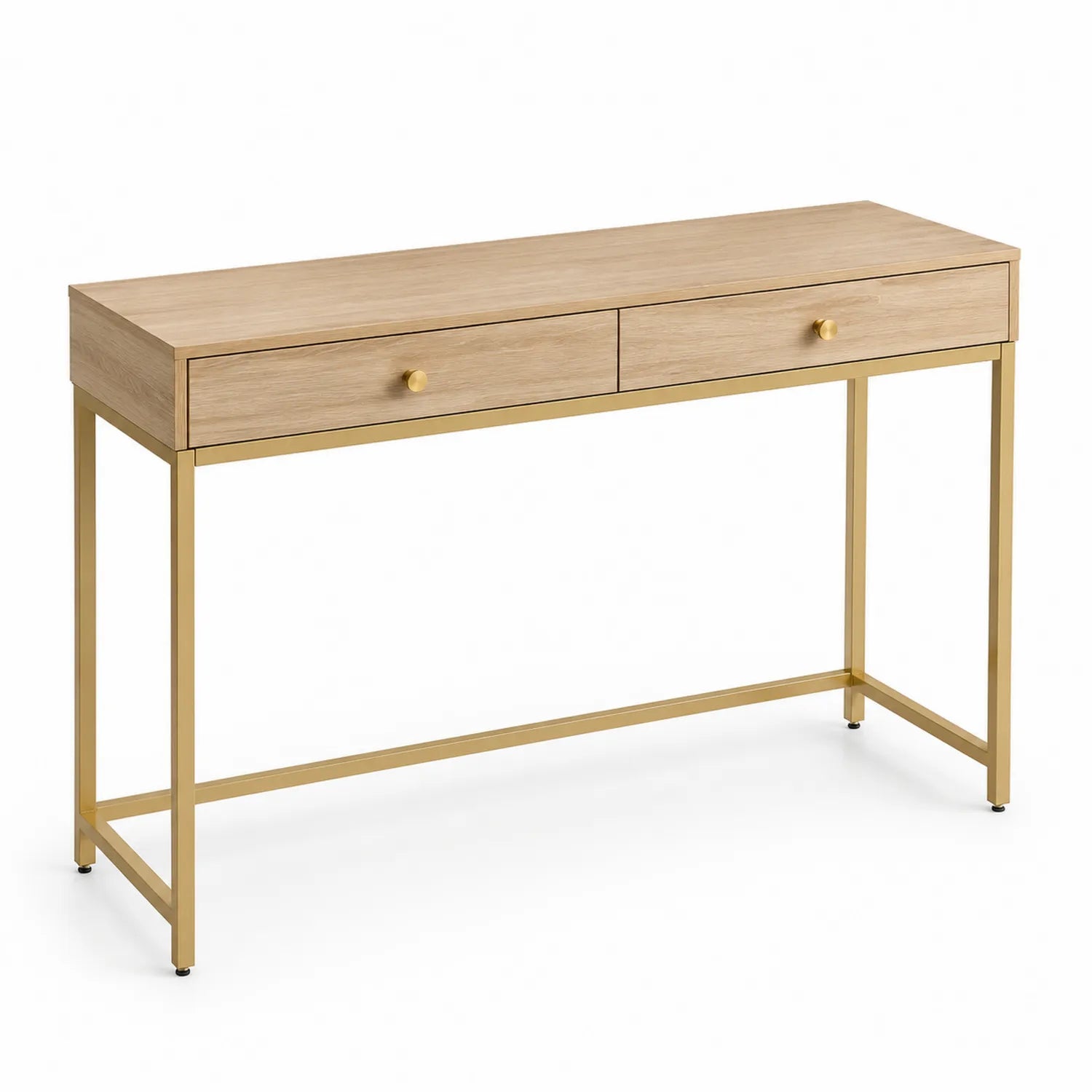 Console en Bois avec Cadre Métal Doré et Tiroirs