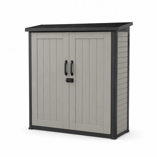 Armoire de Rangement Extérieur en Plastique Gris/Noir