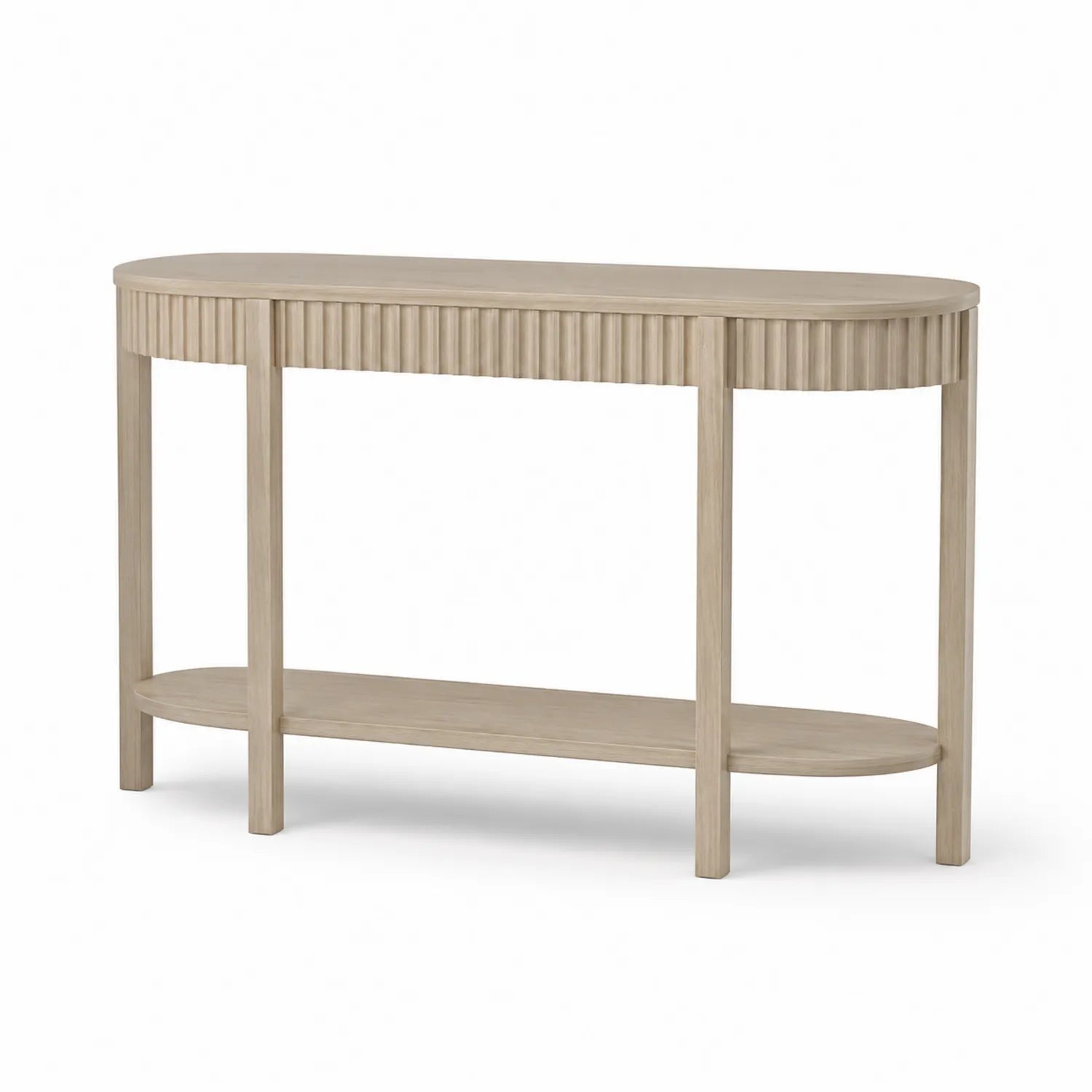 Table console en bois demi-circulaire beige