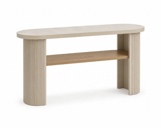 Console ovale en bois et MDF Beige 120 cm
