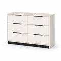 Commode 6 Tiroirs Bois Blanc 120x40x75 cm