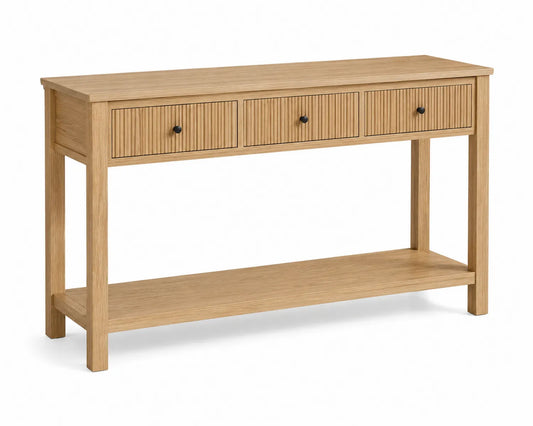 Table console en bois de chêne avec tiroirs 120x40x80 cm
