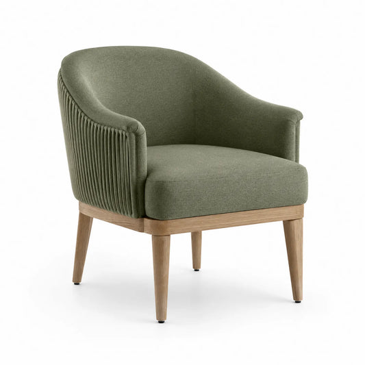 Chaise en bois et tissu vert